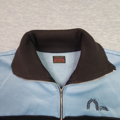 Evisu Track Jacket Mens Large Fleece Black Blue | eBay