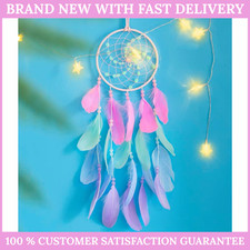 Luminous Dream Catchers for Girls, Handmade Pink Feather Native Wall Decoration