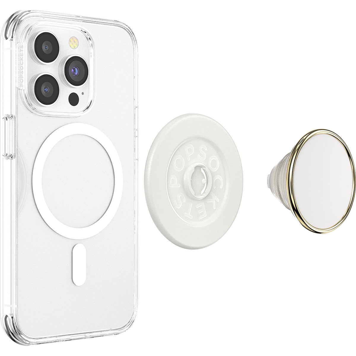 Support Magnétique iPhone PopSockets Pop Grip amovible rétractable blanc ultra-léger
