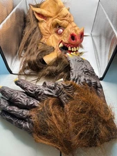 VINTAGE 2008 TMG THE PAPER MAGIC GROUP HALLOWEEN MASK & GLOVES WAREWOLF ANIMAL