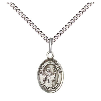 Sterling Silver Saint Augustine Medal Pendant 18'' Lobster Claw Chain Necklace