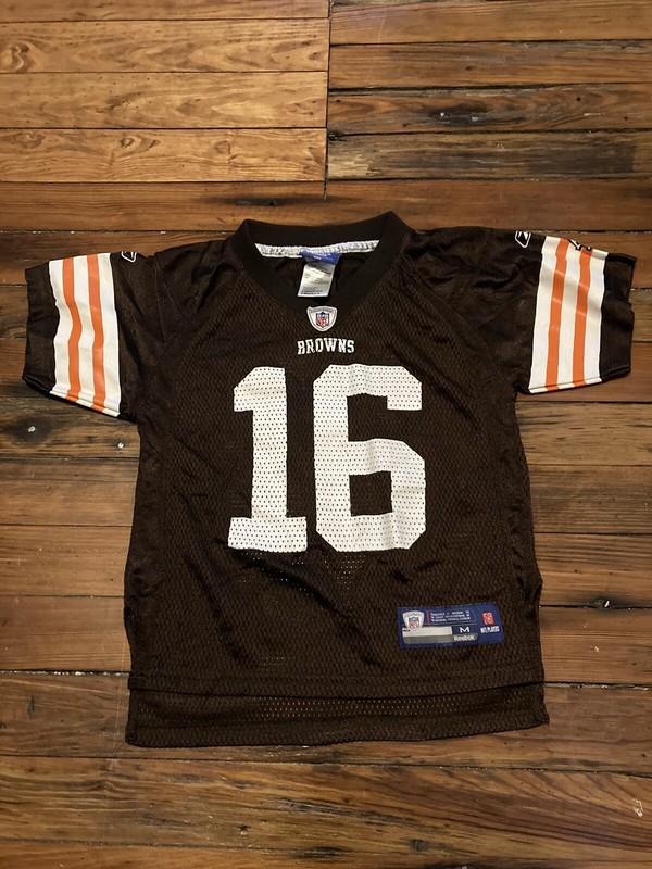 Authentic Reebok Cleveland Browns #16 Josh Cribbs Jersey Kids Medium (5-6) Brown