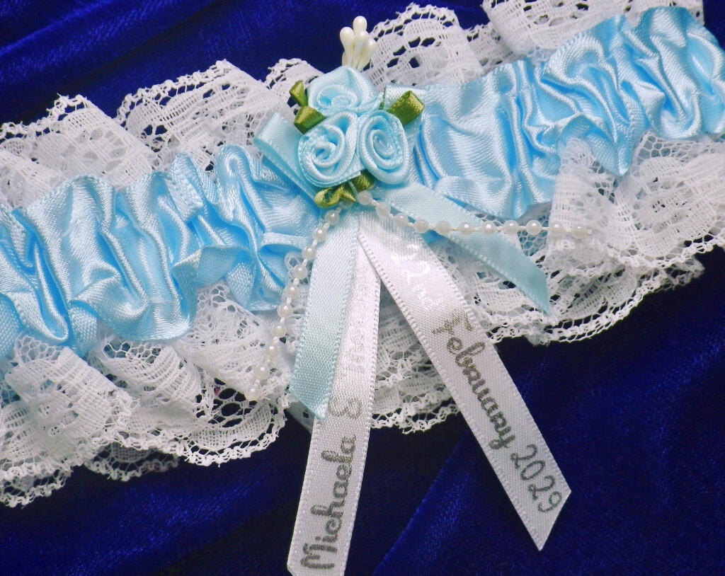 Personalised Garter Wedding Handmade Lingerie Something Blue Flowers Bride  Hen | eBay