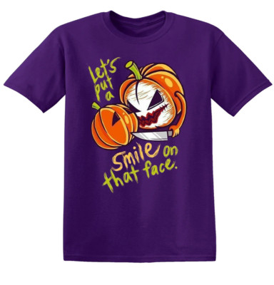 Pumpkin Let Put A Smile Halloween T-Shirt Unisex Cotton Classic Tee