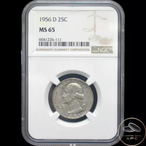 1956 D Washington Quarter NGC MS65 25c Natural Toning