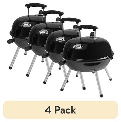 (4 Pack) Expert Grill 14.5'' Steel Portable Charcoal Grill, Black, New