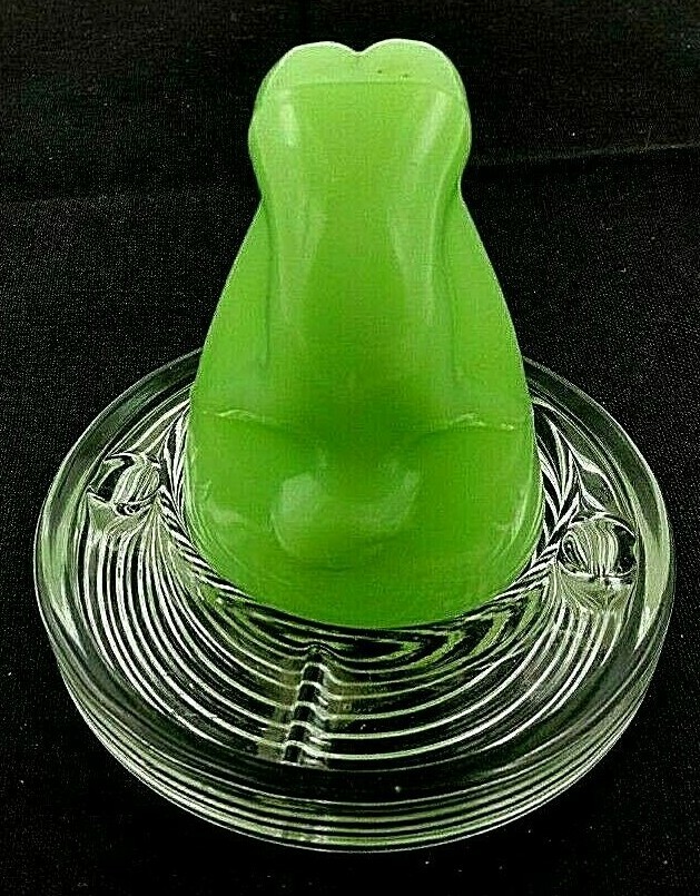 MCKEE BOTTOMS UP SHOT GLASS CUP GENIUNE VINTAGE UV OPALESCENT