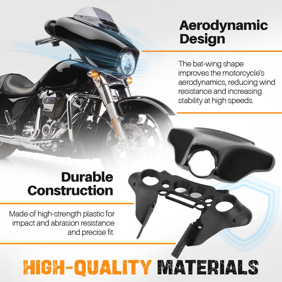 Front Batwing Inner Outer Fairing For Harley Touring Electra Street Glide 96-13 - Image 2 of 4