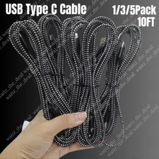 1-5Pack 10ft USB Type C Fast Charger Cable For Samsung iPhone 15 16 17 Charging