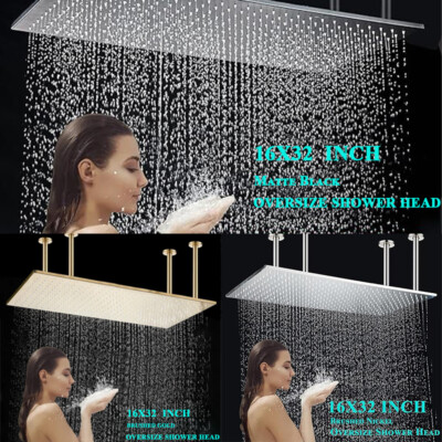 32x16'' Large Rainfall High Pressure Luxury Shower Head Top Sprayer Ceiling Mount