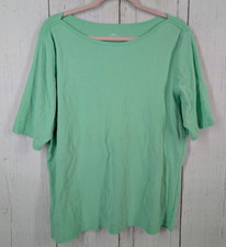 St Johns Bay Size XL Green Classic Boatneck Tee Short Sleeve Cotton Top