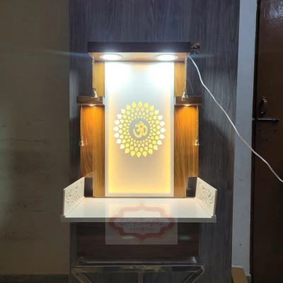 Wooden Temple With LED Light For Home And Office Wall Hanging & Table Top
