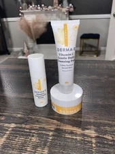 Derma-E 3 Pc Set Vitamin C Cleansing Paste, Vitamin C Serum, Intense Night Cream