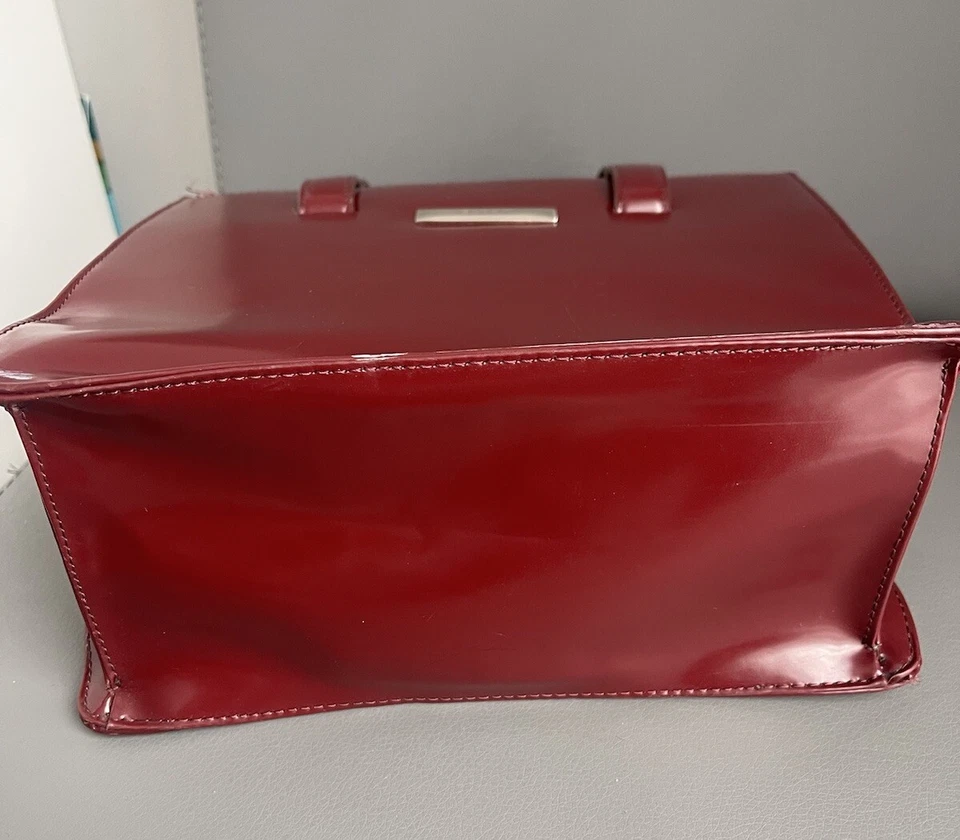 Bolso de Hombro Espirit Vintage Cuadrado Años 90 Rojo Cereza Pantalón Cuero Cartera Foto 4 de 4