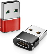 Elebase USB C Female to USB Male Adapter 2 Pack - Black  Red
