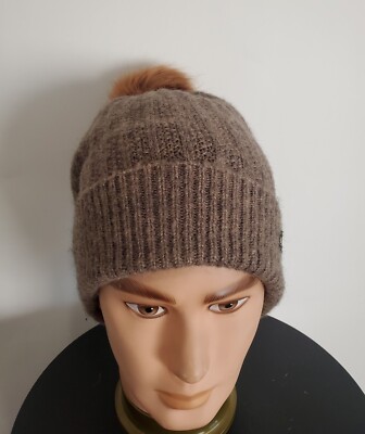Pistil Bristle Pom Pom Beanie Women One Size Brown   New w/ Tags Rare  
