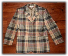 Karoblazer Jacket Karo Blazer Gehrock Leinenblazer Jacke Karojacket Gr. 38