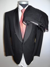 Wilvorst Smoking Anzug Einreiher Schwarz Unifarben Schurwolle Gr. 50