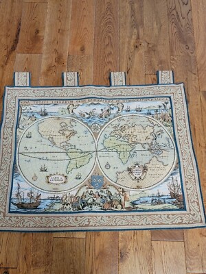 Nova Totius Terrarum Tapestry Reproduction 17th Century Map of The World 31''×27''
