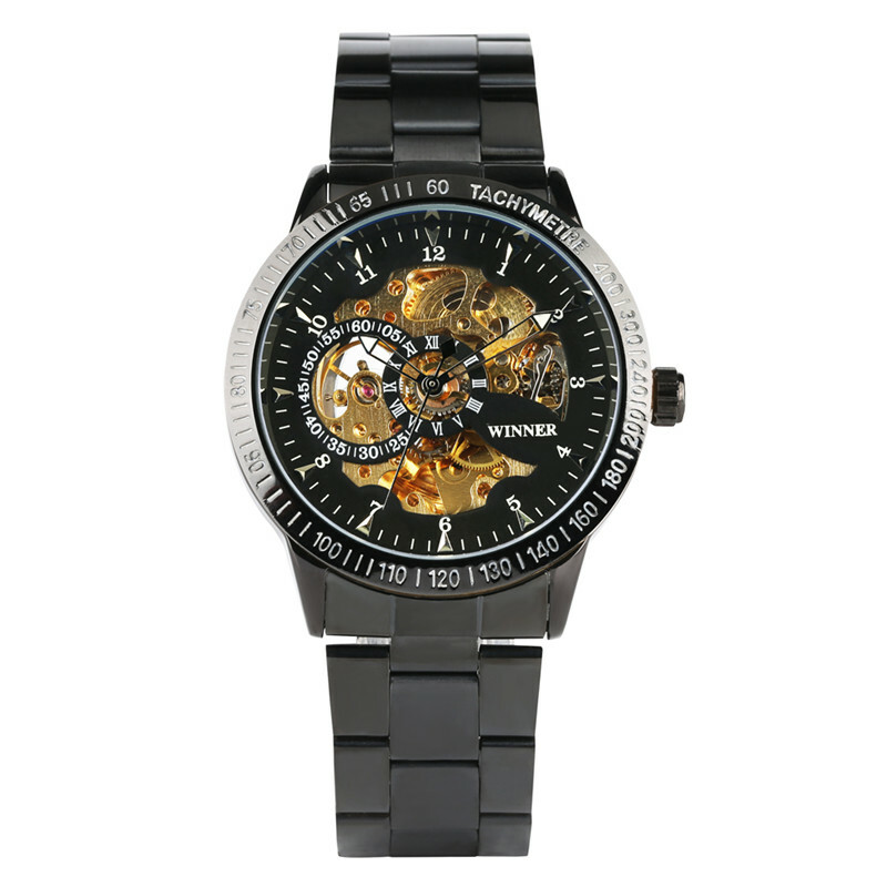 WINNER Luxury Skeleton Automatic Mechanical Stainless Steel Wrist