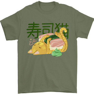Sushi Cat Herren T-Shirt 100% Baumwolle