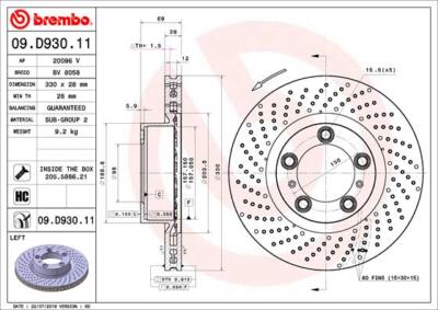 Brake Disc Front Left Orius Fits Porsche 911 718 Boxster Cayman + Other Models
