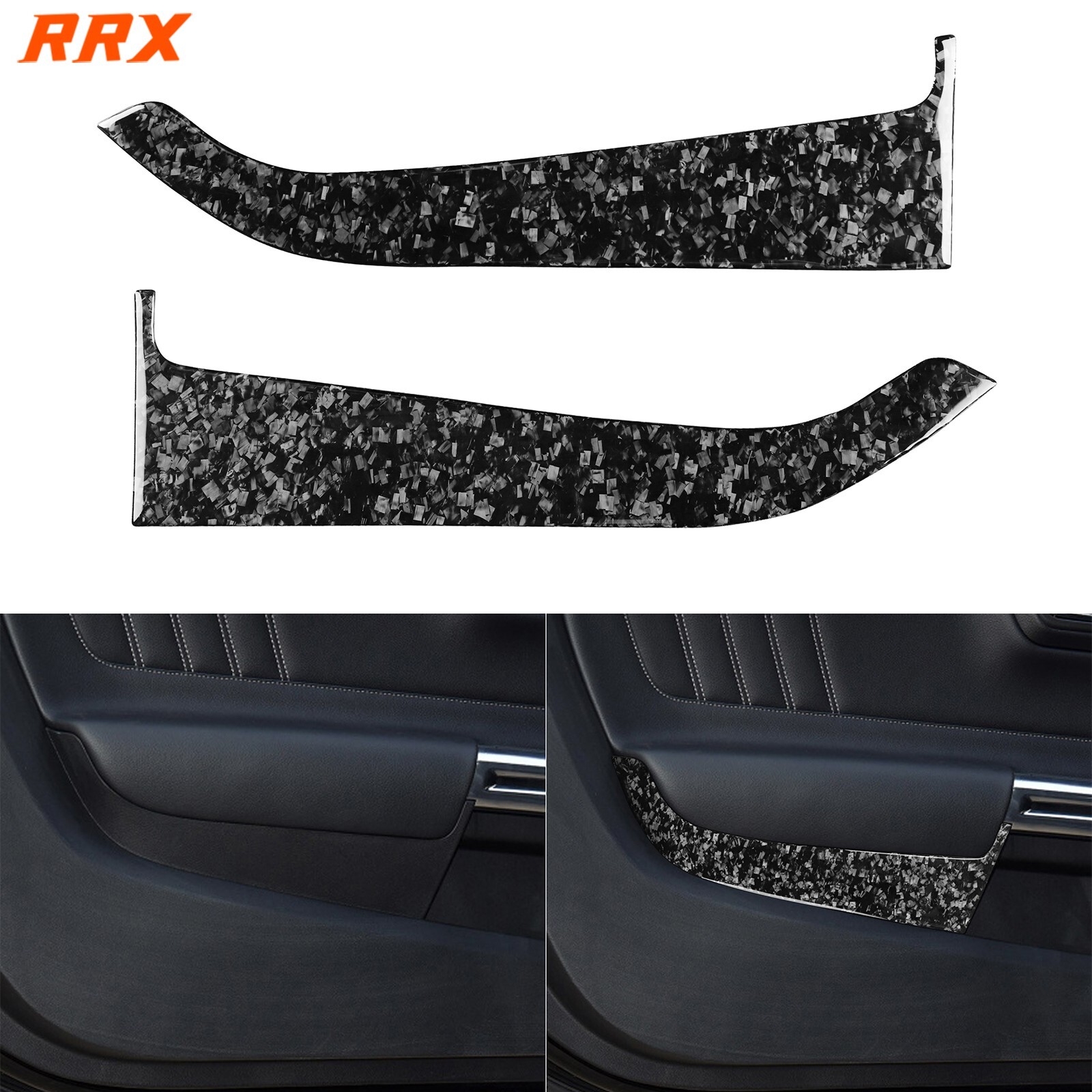 Forged Carbon Fiber Interior Door Panel Cover Trim For Ford Mustang GT 2015-2023