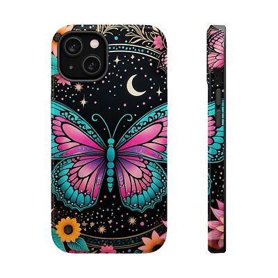 Colorful Butterfly Magnetic Phone Case, Boho Style, Floral Design, Gift for Her,