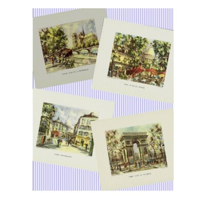 Maurice Legendre - 4er Set Parisienne Szenen (7 x 6 cm)