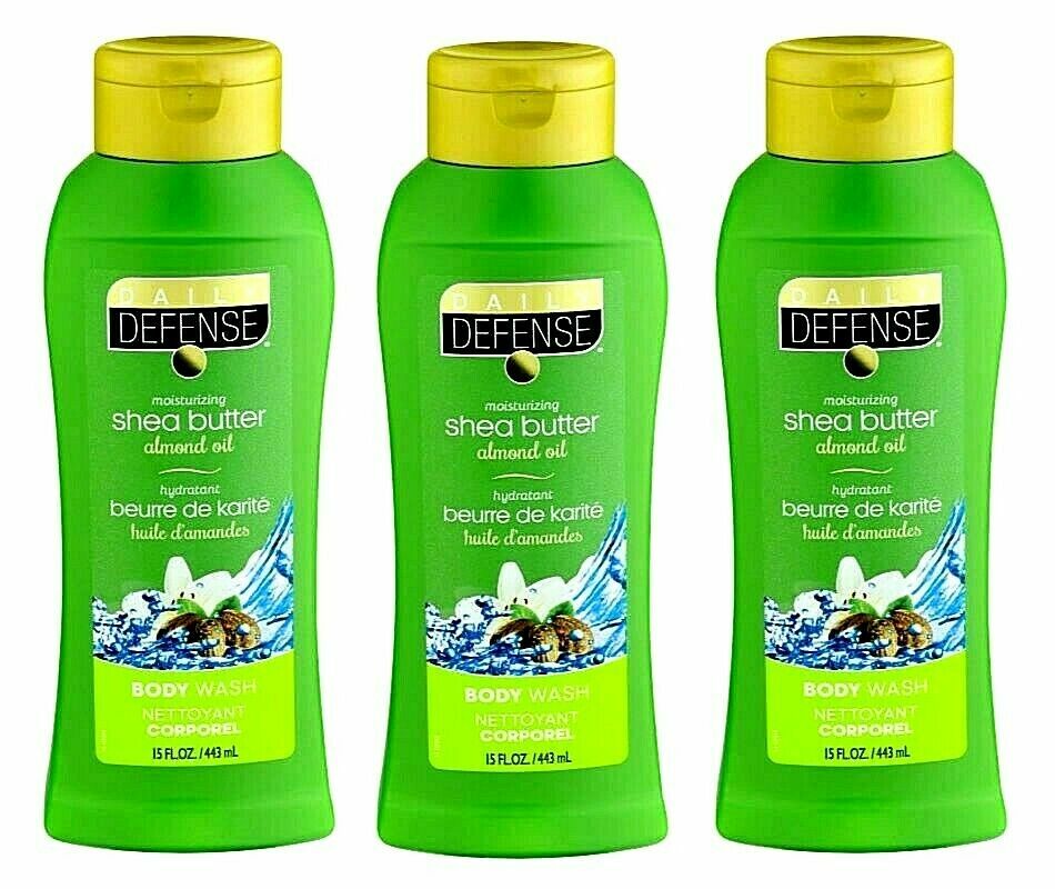 (LOT 3) Daily Defense Moisturizing Shea Butter Almond Oil Body Wash 15 oz Ea NEW