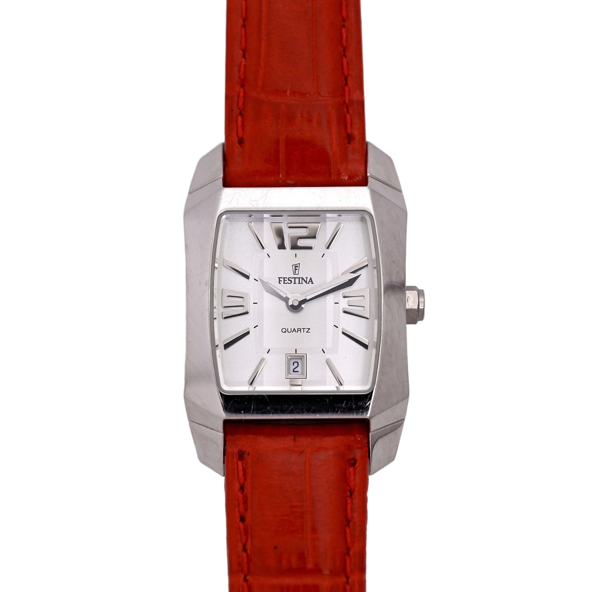 Festina Tank Swiss White DIal 25mm Ladies Watch Red Genuine