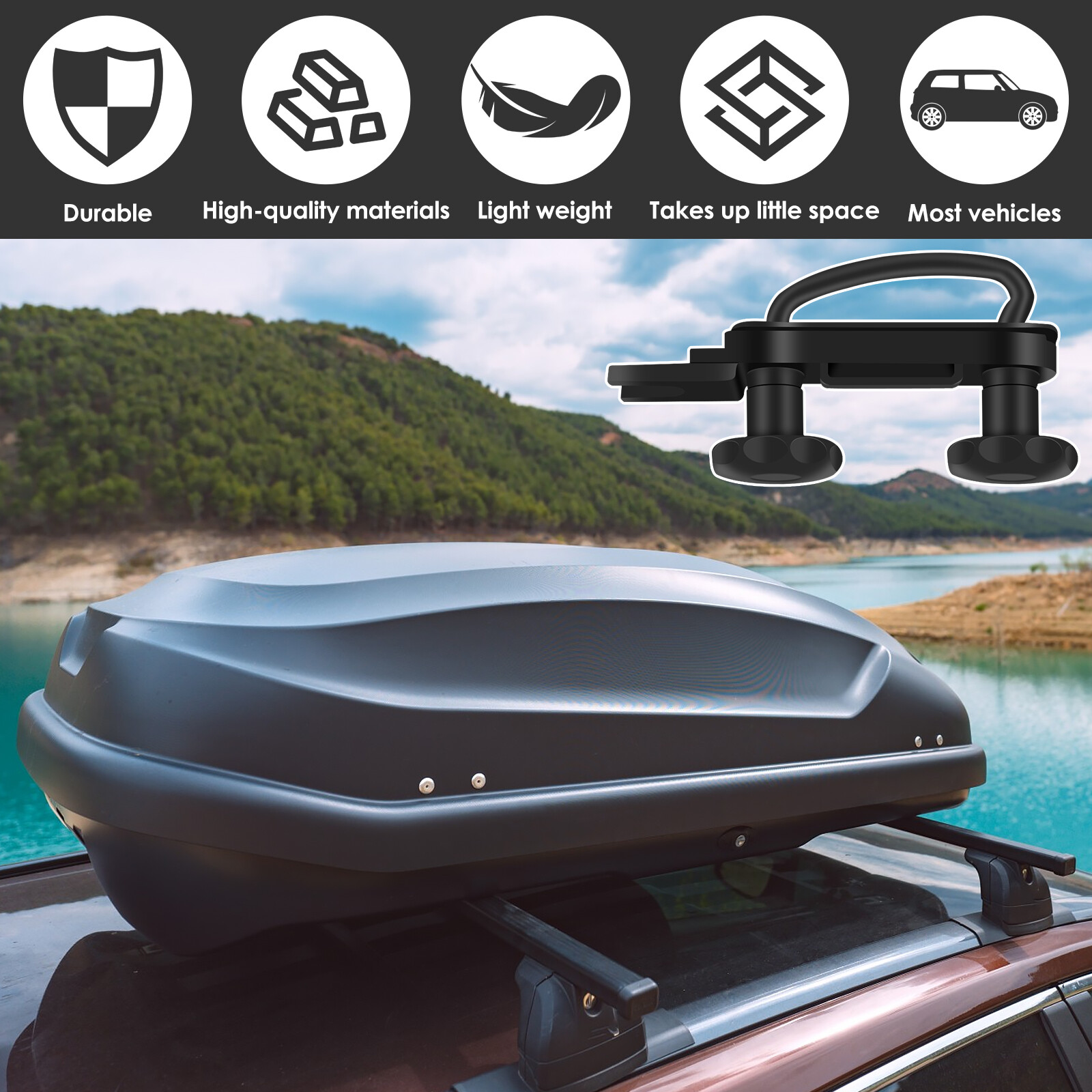 4Pcs Roof Box Mounting U Bracket Universal Roof Box UBolt Clamps Car