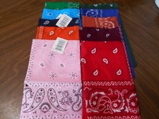 10 Paisley Cotton 20 1/2" x 20 1/2" Asstd. Colors Bandanas Colorful 100 Cotton