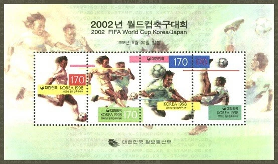 1998-1999 Copa do Mundo FIFA Coreia Japão, Coreia MNH 2 folhas Souvernir - Imagem 2 de 3