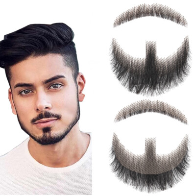 Men's Fake Beard 100% Real Human Hair Face Beard Mustache Van Dyke Type Reusable