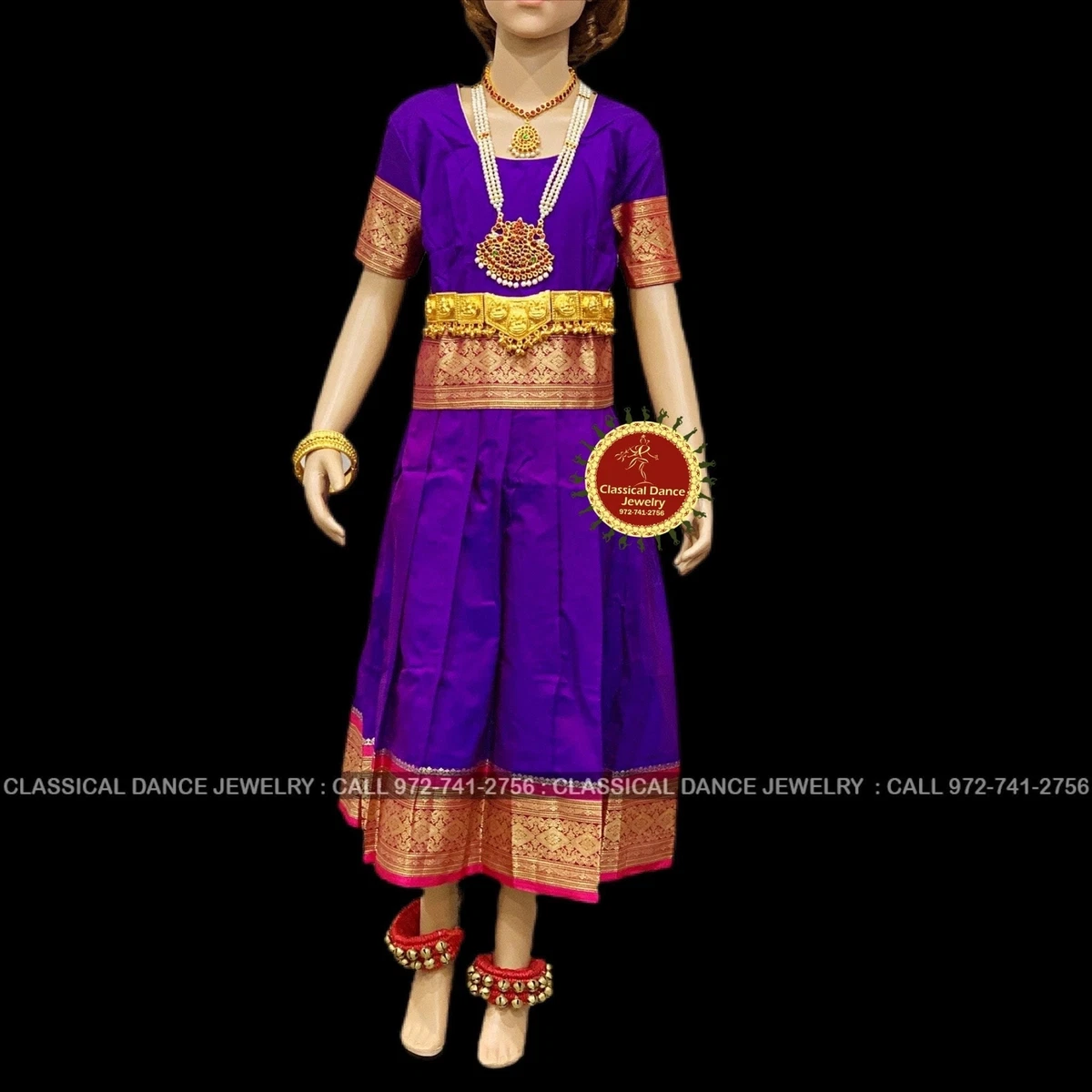 Purple Kids 8 9 yrs Dance Pattu Pavadai Blouse Kuchipudi