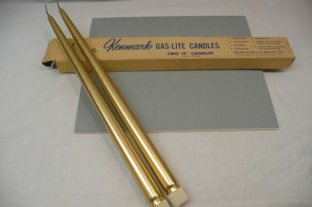 VTG MCM KENMARK Aluminum Gas-Lite Candles Gold Tone 15