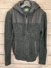 Roots Canada Sweater Knit Zipper Coat Jacket L With Nylon Hood