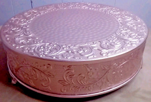 Rose Pink Floral Embossed Cake Stand Dessert Holder Wedding Quinceniera 18"