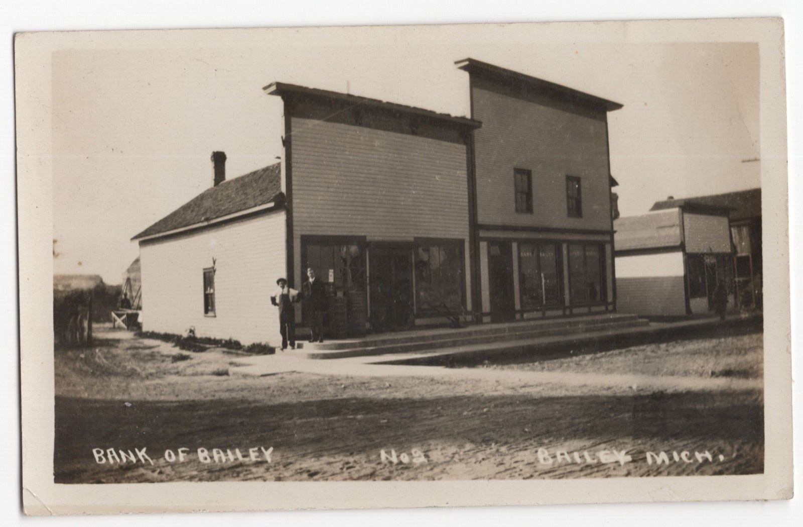 1910 Rare Bank of Bailey Michigan RPPC posted to Northport Casnovia