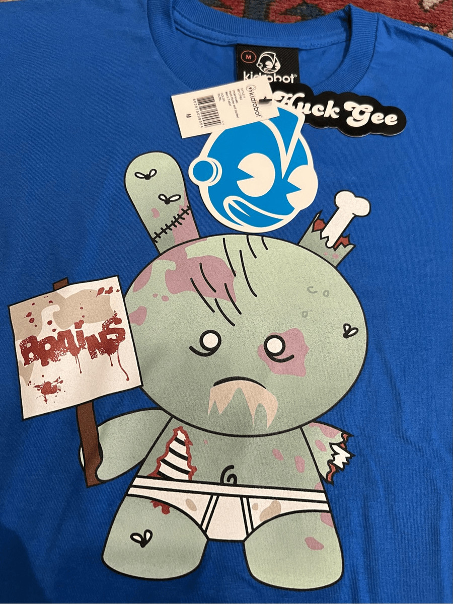 Y2K NOS Kidrobot Huck Gee T Shirt Medium Blue Zombie Bunny Huck Hunter Hunted View 3