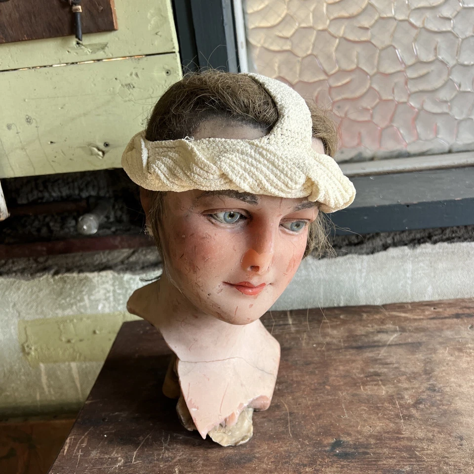 De colección 1930 Blanco Algodón Tejido Ropa Deportiva Sombrero Tocado Bullocks Inusual Foto 3 de 4