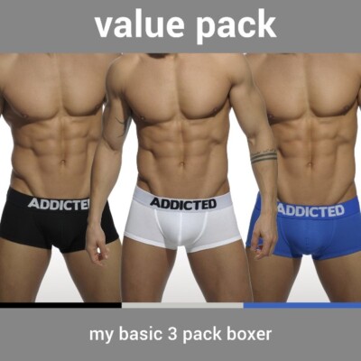 【ADDICTED】MY BASIC 3 PACK  SPORTS BOXER AD SEXY UNDERWEAR AD421P