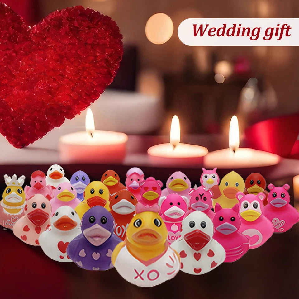 24Pcs Rubber Ducks Valentines Theme Rubber Ducks in Bulk Valentines Kids Gifts - Image 4 of 4