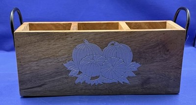 ACN Wooden Tote Organizer 3 Compartment Caddy Handcrafted India Rustic