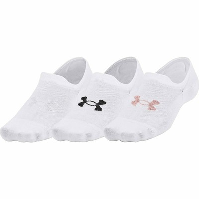 Under Armour Essential 3 Pack Ultra Low Socks White Gym Seamless Training Mens