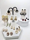 Vtg-Now Gold Tone Estate Earrings 13 Pair Lot Variety Some Trifari Napier Avon