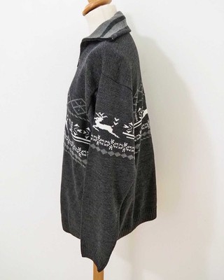 INFINITY Herren Strick Pullover Gr. XXL Anthrazit Norweger Rentier Muster