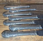 7 Vtg LUNT 8.75" STERLING Handle DINNER KNIVES MODERN VICTORIAN w/ French Blades
