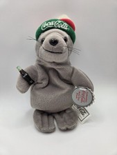 Coca-Cola Coke Seal w/ Hat 9" Bean Bag Stuffed Animal Toy 1998 Original Tag